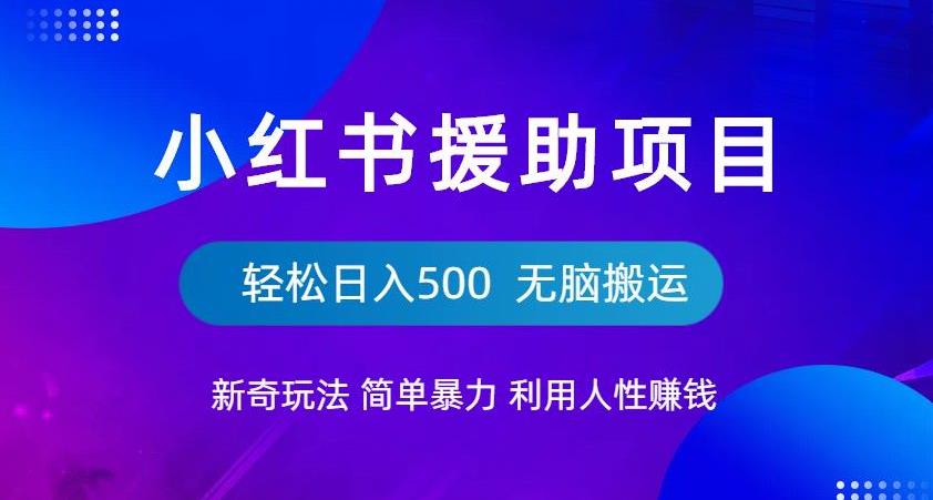 小红书援助项目新奇玩法，简单暴力，无脑搬运轻松日入500【揭秘】| 网创圈