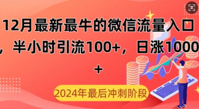 12月最新最牛的微信流量入口，半小时引流100+创业粉，日涨粉1000+| 网创圈