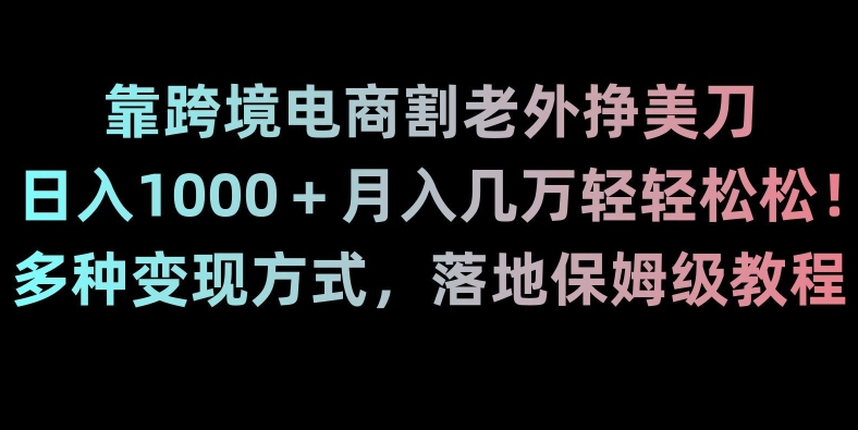 靠跨境电商割老外挣美刀，日入1000＋月入几万轻轻松松！多种变现方式，落地保姆级教程【揭秘】| 网创圈