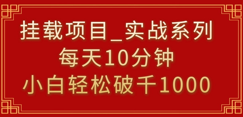 挂载项目，小白轻松破1000，每天10分钟，实战系列保姆级教程| 网创圈