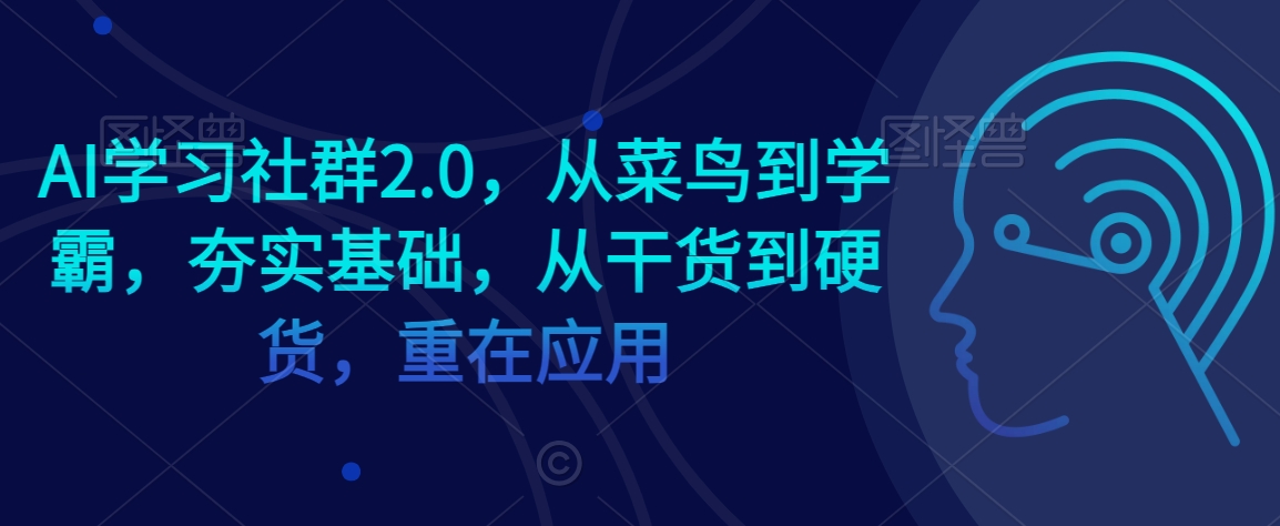 AI学习社群2.0，从菜鸟到学霸，夯实基础，从干货到硬货，重在应用| 网创圈