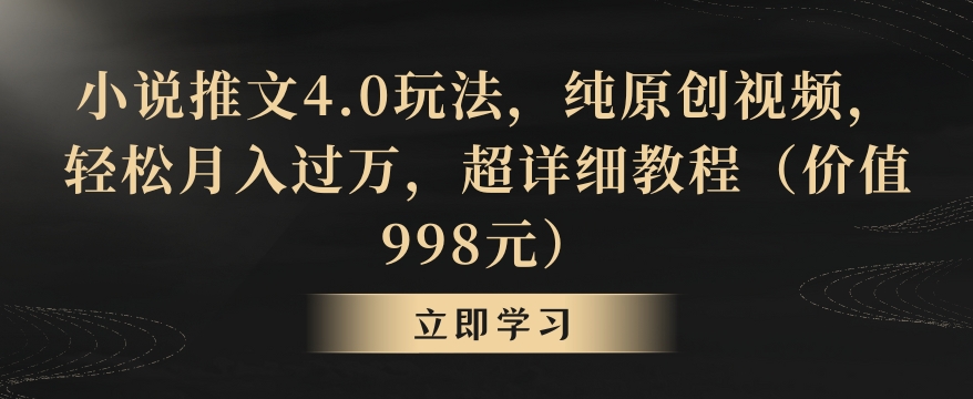 小说推文4.0玩法，纯原创视频，轻松月入过万，超详细教程（价值998元）| 网创圈