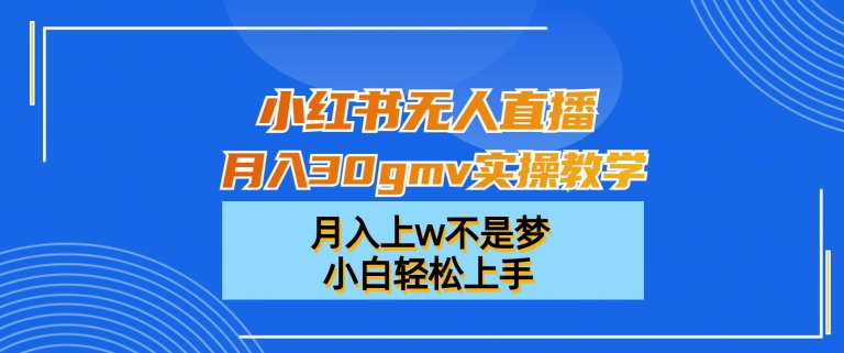 小红书无人直播月入30gmv实操教学，月入上w不是梦，小白轻松上手| 网创圈