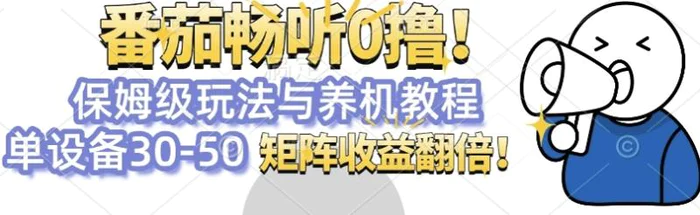 番茄畅听0撸，保姆级玩法与养机教程单设备30-50，矩阵收益翻倍| 网创圈
