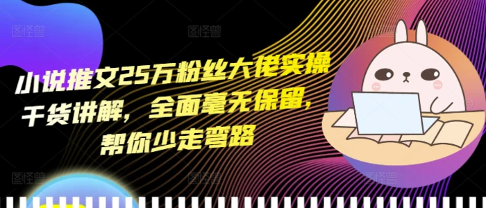小说推文25万粉丝大佬实操干货讲解，全面毫无保留，帮你少走弯路| 网创圈