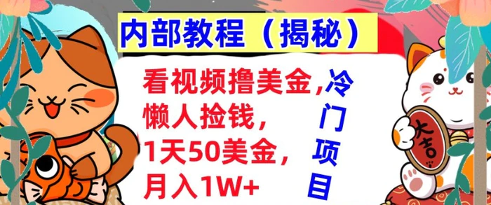 看视频撸美金，懒人捡钱，1天50美金，全自动收入，内部教程，首次公开| 网创圈