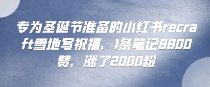 专为圣诞节准备的小红书recraft雪地写祝福，1条笔记8800赞，涨了2000粉| 网创圈