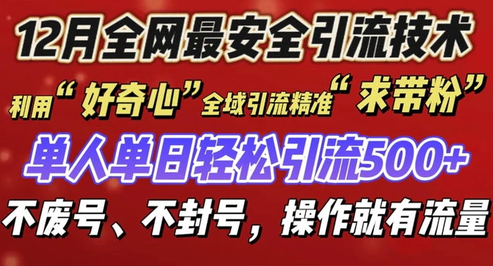 12 月份全网最安全引流创业粉技术来袭，不封号不废号，有操作就有流量| 网创圈