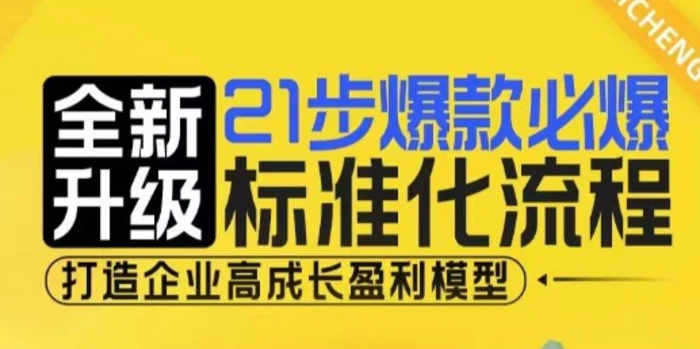 21步爆款必爆标准化流程，全新升级，打造企业高成长盈利模型| 网创圈