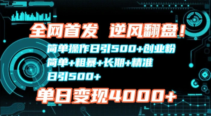 全网首发，简单操作日引500+创业粉，简单+粗暴+长期+精准| 网创圈