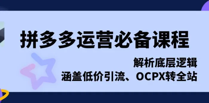 （13700期）拼多多运营必备课程，解析底层逻辑，涵盖低价引流、OCPX转全站| 网创圈