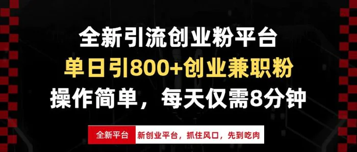 （13695期）全新引流创业粉平台，单日引800+创业兼职粉，抓住风口先到吃肉，每天仅需8分钟| 网创圈