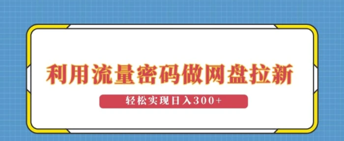利用流量密码做网盘拉新，操作简单适合0基础小白，轻松实现日入3张| 网创圈