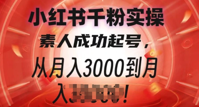 小红书千粉实操课，素人成功起号，从月入3000到月入过W| 网创圈
