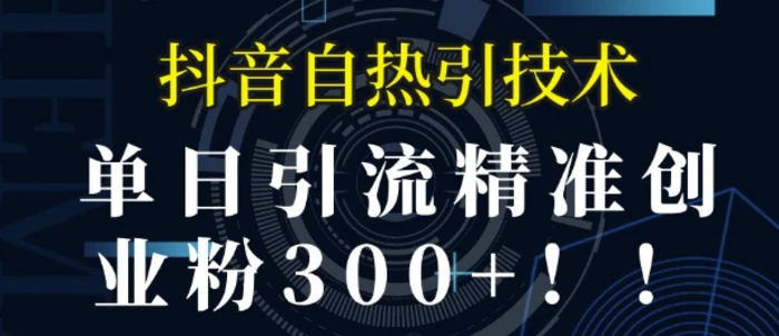 抖音自热引流，单日引流精准创业粉300+| 网创圈