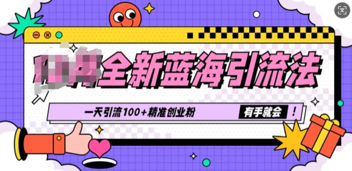 全新蓝海引流法，一天引流100+精准创业粉，有手就会| 网创圈