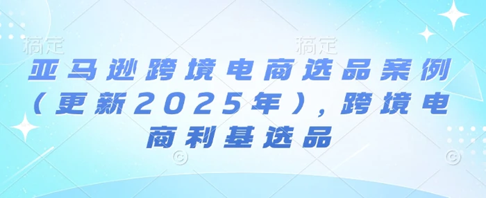 亚马逊跨境电商选品案例(更新2025年)，跨境电商利基选品| 网创圈