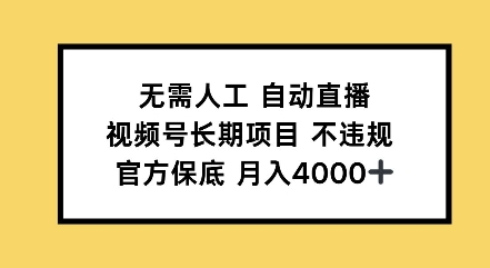 无需人工自动直播，视频号长期项目不违规，官方保底月入4000左右| 网创圈