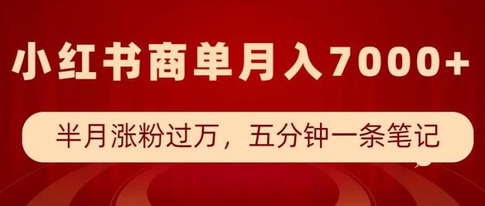 小红书商单最新玩法，半个月涨粉过万，五分钟一条笔记，月入7000+| 网创圈