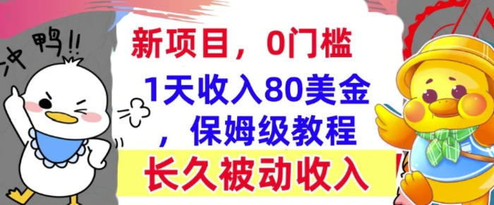 冷门项目撸美金，0门槛，1天收入80美刀，保姆级教程，长久的被动收入| 网创圈