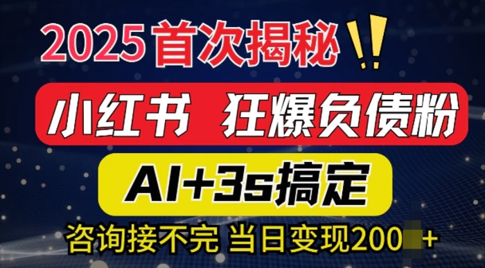 2025引流天花板：最新小红书狂暴负债粉思路，咨询接不断，当日入多张| 网创圈