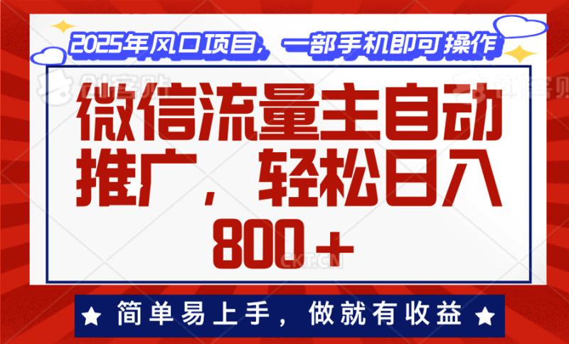 （13993期）微信流量主自动推广，轻松日入800+，简单易上手，做就有收益。| 网创圈