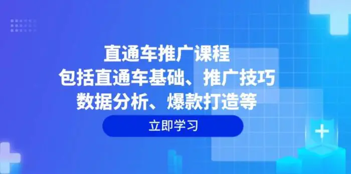 直通车推广课程：包括直通车基础、推广技巧、数据分析、爆款打造等| 网创圈