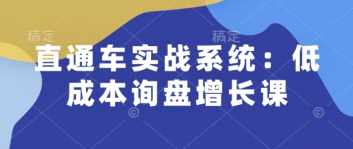 直通车实战系统：低成本询盘增长课，让个人通过技能实现升职加薪，让企业低成本获客，订单源源不断| 网创圈