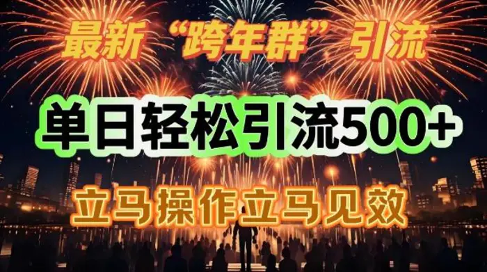最新跨年群引流，单日轻松引流500，立马操作立马见效| 网创圈