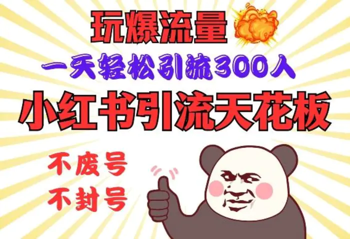小红书引流天花板，玩爆流量，一天轻松引流300人，安全操作| 网创圈