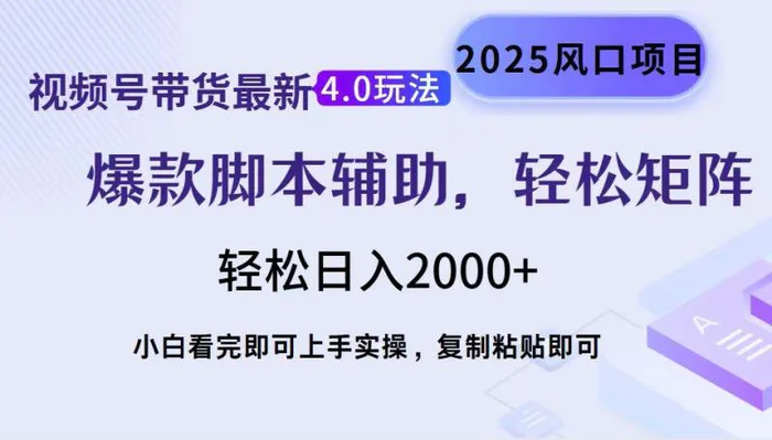 （14071期）视频号带货最新4.0玩法，作品制作简单，当天起号，复制粘贴，轻松矩阵…| 网创圈