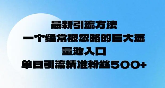最新引流方法，一个经常被忽略的巨大流量池入口，单日精准引流粉丝500| 网创圈