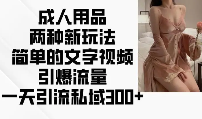 成人用品两种新玩法，简单的文字视频引爆流量，一天引流私域300+| 网创圈