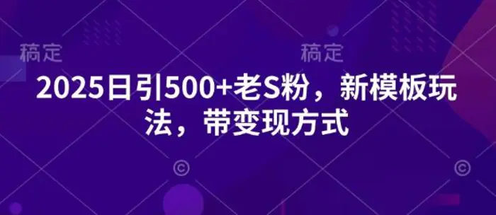 2025日引500+老S粉，新模板玩法，带变现方式| 网创圈