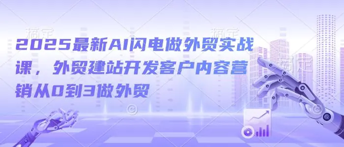 2025最新AI闪电做外贸实战课，外贸建站开发客户内容营销从0到3做外贸| 网创圈