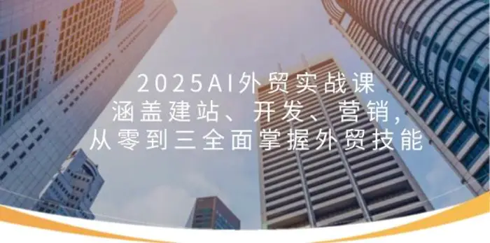 2025AI外贸实战课：涵盖建站、开发、营销, 从零到三全面掌握外贸技能| 网创圈