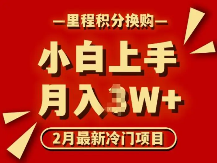 2月最新冷门项目，里程积分兑换机票项目，月入过W| 网创圈