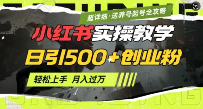 2月小红书最新日引500+创业粉实操教学【超详细】小白轻松上手，月入1W+，附小红书养号起号SOP| 网创圈
