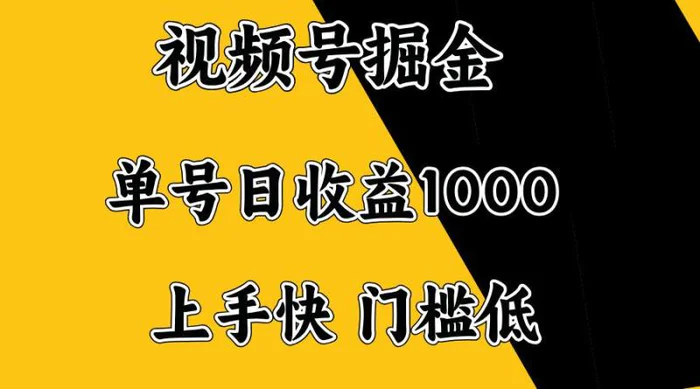 （14183期）视频号掘金，单号日收益1000+，门槛低，容易上手。| 网创圈