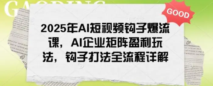 2025年AI短视频钩子爆流课，AI企业矩阵盈利玩法，钩子打法全流程详解| 网创圈