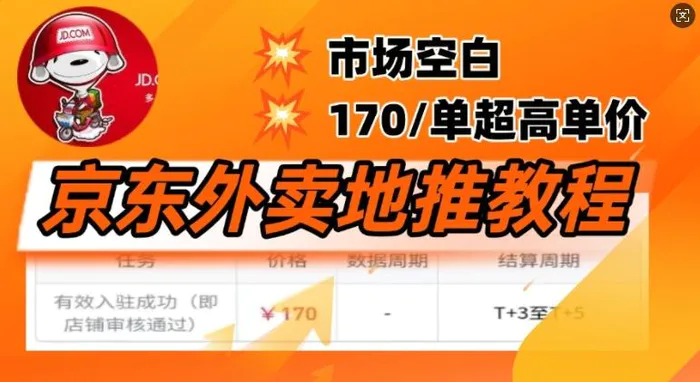 京东外卖地推教程，市场空白，风口项目170一单，无互联网基础小白可做| 网创圈
