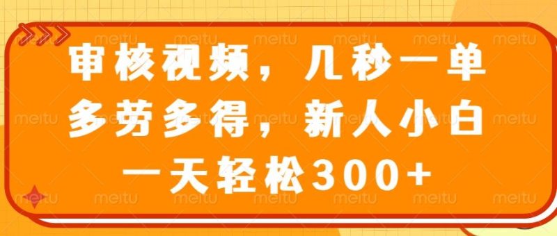 （14294期）审核视频，几秒一单，多劳多得，新人小白一天轻松300+| 网创圈