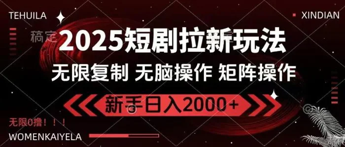 （14429期）2025短剧拉新玩法，无需注册登录，无限0撸，无脑批量操作日入2000+| 网创圈