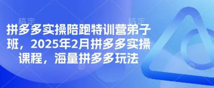 拼多多实操陪跑特训营弟子班，2025年2月拼多多实操课程，海量拼多多玩法| 网创圈