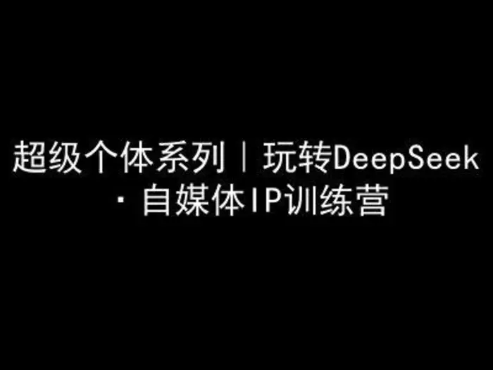 超级个体系列，玩转DeepSeek·自媒体IP训练营，deepseek教程| 网创圈