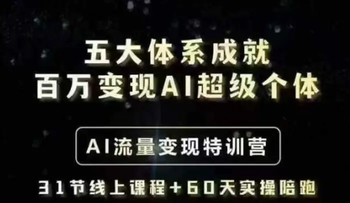 五大体系成就百万变现AI超级个体- AI流量变现特训营，一步一步教你一个人怎么年入百W| 网创圈