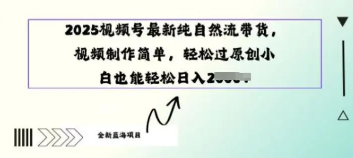 2025视频号最新纯自然流带货， 视频制作简单，轻松过原创小 白也能轻松操作| 网创圈