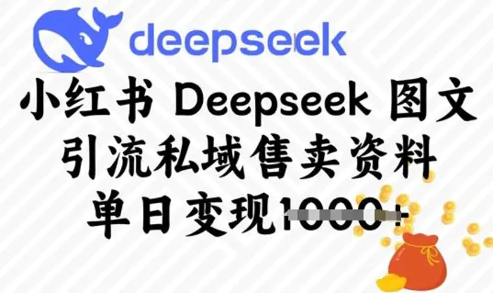 小红书Deepseek 图文引流私域售卖资料，单日变现多张| 网创圈