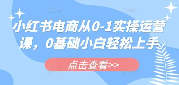 小红书电商从0-1实操运营课，0基础小白轻松上手| 网创圈