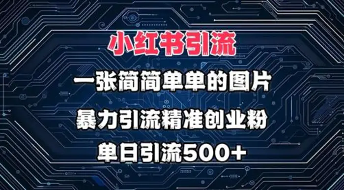 小红书图片打法，利用一张简简单单的图片，暴力引流精准创业粉，单日引流500+| 网创圈